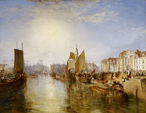 WONDERFULITEMS The Harbour of Diepp Northern France Bustling Commercial Hub Ships 1826 Painting by J.M.W. Turner 16" X 20" Image Size Print Repro on Matte Paper