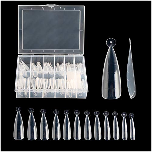 120 Pcs Stiletto Nail Tips Acrylic Nail Mold Dual Full Cover Nail Form Nail Extension for Nail Art with Box (Clear)
