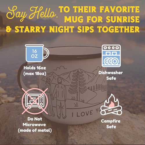 Taza esmaltada pareja boda montaña 16 oz miniatura 3