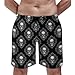 Meaudiwes Men's Goth Gothic Skull Shorts Quick Dry Board Shorts Elastic Waistband Summer Swim Trunks with Drawstring Fashion Beach Shorts (S)