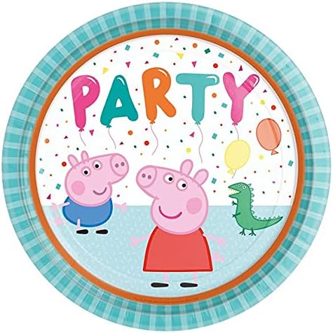 Ladybirds Company Party Tablewear Kit for Kids 16 Paper Disposable Plates 16 Napkins 1 Party Tablecloth Dinnerware Set for Birthday, Anniversary Decorations 16 Guests (Peppa Pig)