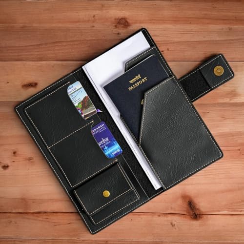 Image of Thebaegift Personalized Name & Charm Long Leather Wallet Passport Cover with Passport Boarding Pass Currency Card Slot & Coin Holder for Men & Women |Corporate Office Gift Employee Colleagues