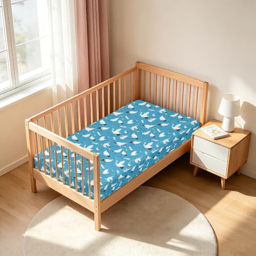 Drap-housse berceau mousseline imperméable grue oiseau bleu - 7
