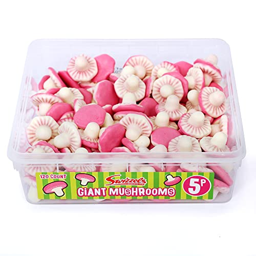 Swizzels Sweet Tubs, Giant Fun Gums Foam Mushrooms, Fruit Flavour Sweet Gums, Sharing Tub of Sweets, 5p Price Marked Tub (120 Sweets Approximately)