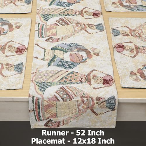 Image of HOKIPO Dining Table Placemats 4 Pieces with Runner (NEW-IN530-D3*4+IN531)