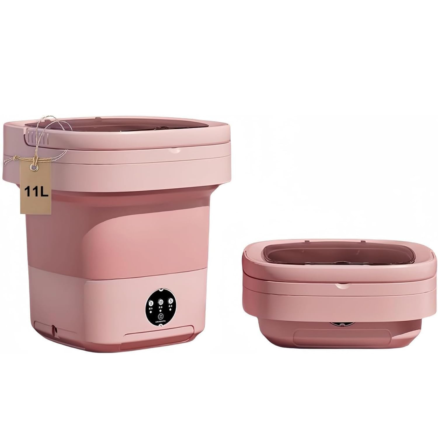 Lavadora portátil Mini Lavadora 11L Lavadora plegable de gran capacidad mejorada Limpieza profunda de ropa interior, ropa de bebé y otras prendas pequeñas Adecuada para apartamentos, dormitorios, hoteles Rosa
