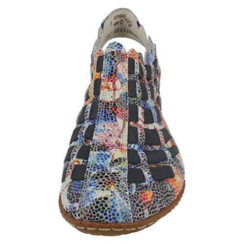 Image of Rieker 46778 Sina Women's Heels - Sling-Backs, Leather Upper, Hand-Woven Design, Anti-Stress Comfort, Flexible Sole, Secure Fit, and Timeless Everyday Style