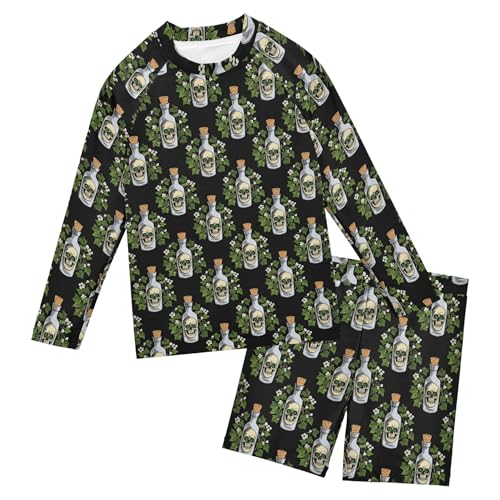 Skull Toddler and Baby Boys' 2-Piece Swimsuit Trunk, Long Sleeve Rashguard Bathing Suit B0404383