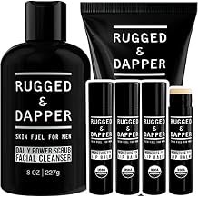 RUGGED & DAPPER - Age + Damage Defense Face Moisturizer, Daily Power Scrub Facial Cleanser & Moisture Fix Lip Balm