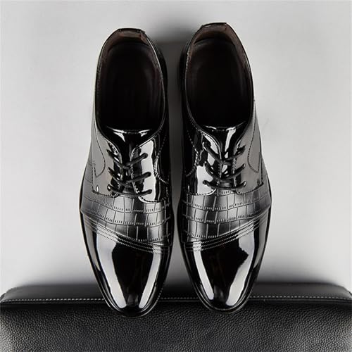 Image of Men's Vintage Patent Leather Cap Toe Two-Tone Dress Shoes Modern Formal Business Lace Up Round Toe Oxford