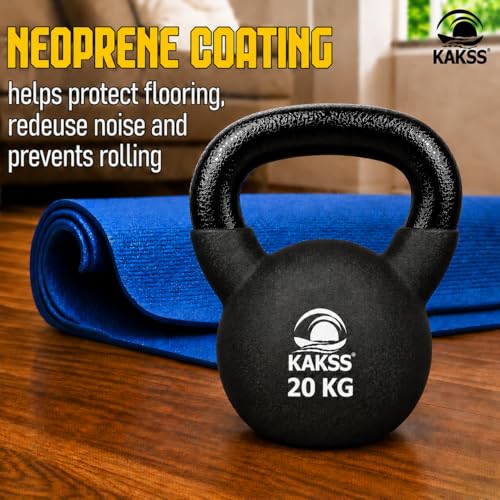 Image of Kakss Half Coating Neoprene Kettlebell (Black, 20 KG)