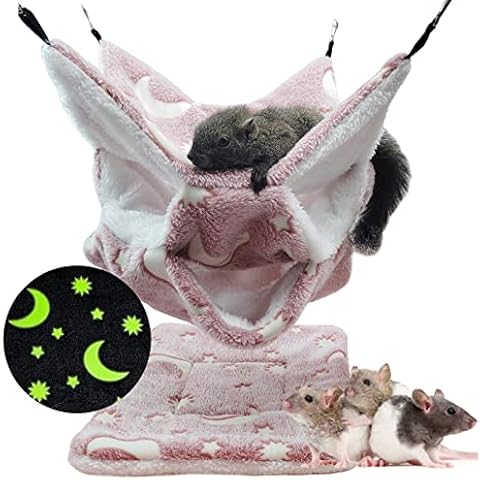 LeerKing Kleintier Hängematte und Kuschelmatte Leuchtende Hängebett Fantasiespielzeug Set Käfig Zubehör Cover