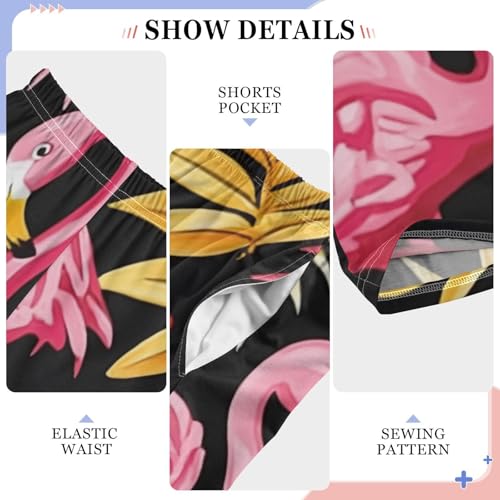 Tropical Flamingo Pineapples Boys Long Pants Soft Trousers Elastic Waist Kids Lounge Bottoms with Pockets S-XL4