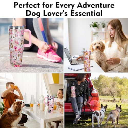 solid can Australian Shepherd Tumbler Australian Shepherd Gifts 40 OZ 3D-Printed Insulated Cup Dog Lover Gift Travel Mug with Dogs Patterns and Vintage Florals(One Tumbler Included) by solid can - Used condition - Image 7