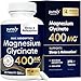 Magnesium Glycinate 400mg Tablets - 100% More 250 Magnesium Tablets (not Capsules), Highly Bioavailable, Chelated & Magnesium - Vegan and Vegetarian - Improved Sleep, Stress Relief & Cramp Defense