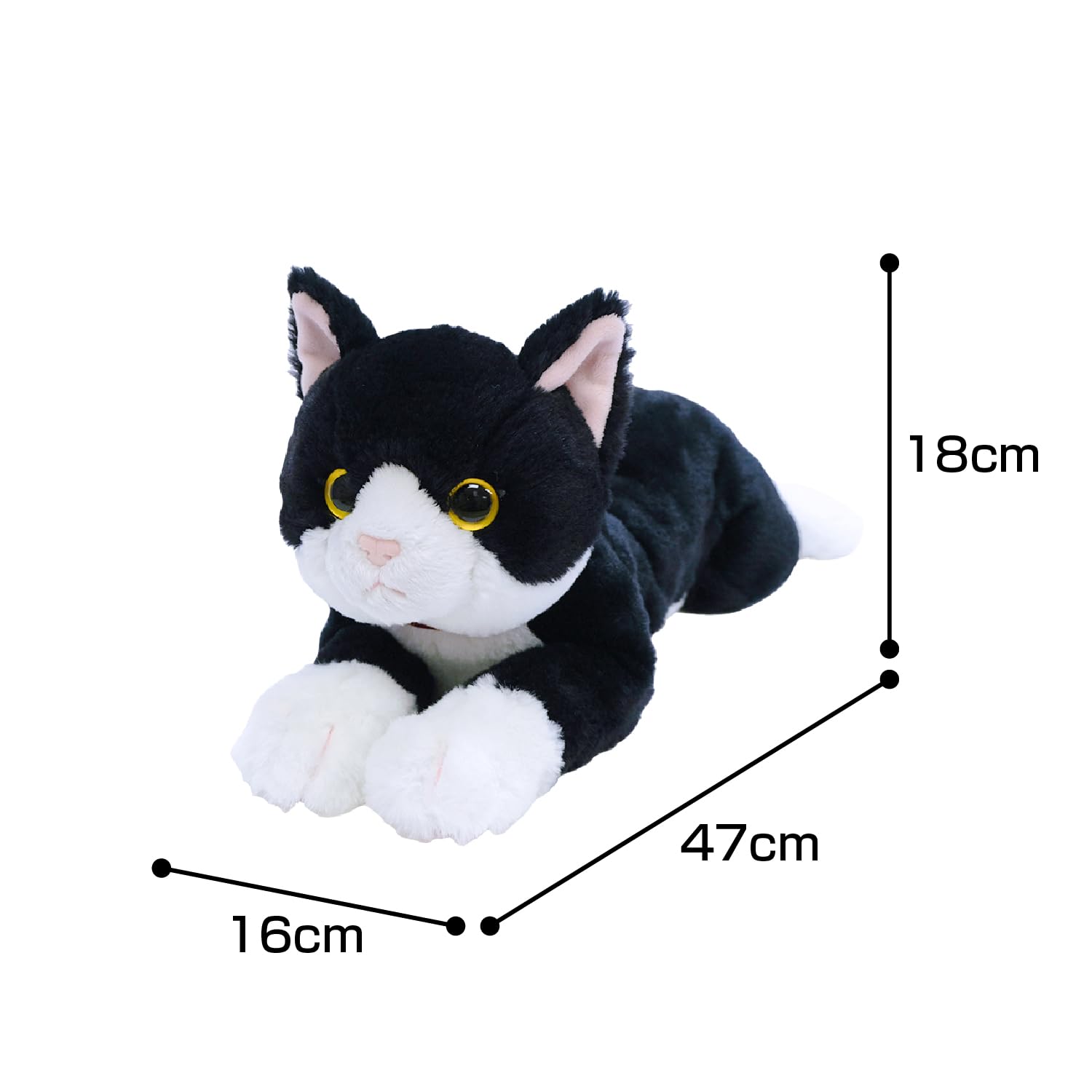 Amazon.co.jp: サンレモン ひざねこ ハチワレ M 16×47×15cm ぬいぐるみ
