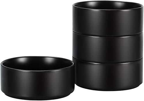 Ceramic Cereal Bowls Set of 4, 26oz Large Bowls Set for Salad, Pasta, Soup, Dessert, Fruit, Yogurt, Serving etc - Dishwasher, Microwave, and Oven Safe (Matte Black) | Large Bowls for Salad, Pasta, Soup, Dessert, Fruit, Y