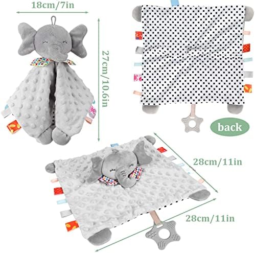 Cozlly Baby Comforters Blanket, Baby Sleeping Toy, Soft Baby Comforter Toy with Taggies Teether Silicone, Baby Comforter Toy Soft Plush Baby Comfort Blanket for Newborn Baby Girls Boys Gift (Rabbit)