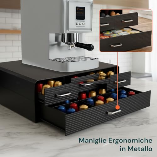 Organizer Per Cialde E Capsule Caffè 4 Cassetti - Design Salvaspazio - 8