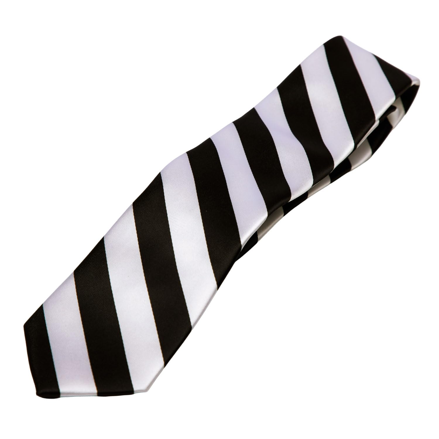 【美品】ドレイクス ネクタイ ブラック ホワイト ストライプ サテン イギリス製 ダンディマンワンポイント刺繍ピンストライプ柄レップネクタイ(小物