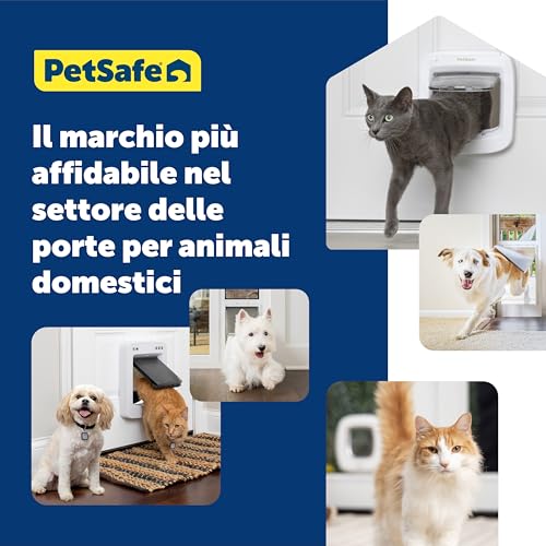 PetSafe Gattaiola con microchip, porticina per animali domestici a batteria, chiusura a 4 vie e installazione semplificata, bianco - 8