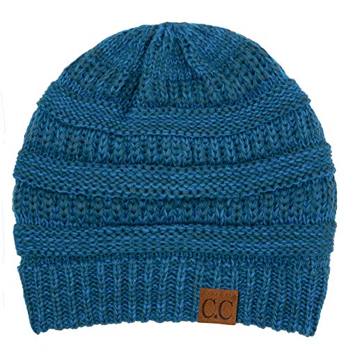 C.C Exclusives Cable Knit Beanie - Thick, Soft & Warm Chunky Beanie Hats (2 Tone Teal/Blue)