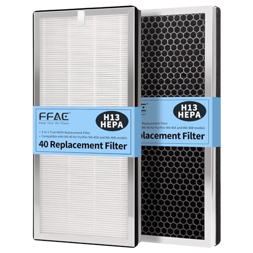 Image of FFAC MA-40 Replacement Filter Compatible with MA-40 Air Purifiers, 3-in-1 High-Efficiency Filtration System for MA40W MA40B, H13 True HEPA with Activated Carbon Pre-Filter