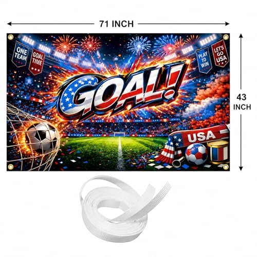 USA Soccer Decorations Banner, Team USA Decorations, American Football Themed Decor, American Soccer Themed Decorative Banner for US Party Decorations, 71 x 43 Inch by Generic - Used condition - Image 2