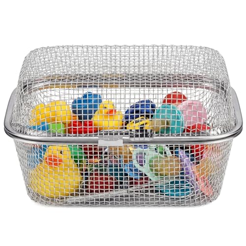 HOZETOKE Dishwasher Basket, 18/8 Food-Grade Stainless Steel Dishwasher Basket for Small Item, Bottle Accessories, Scoops, Forks, Chopsticks Cleaning, Silver (Small Pulse)