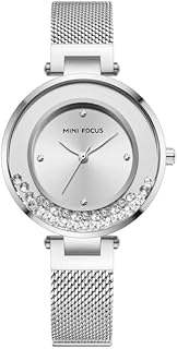 Official Watch Women Stainless Steel Band With Strong Water Resistant Dial Dial Women's Premium Watch Mini Focus Official Watches (MF0254L.01 (Silver))