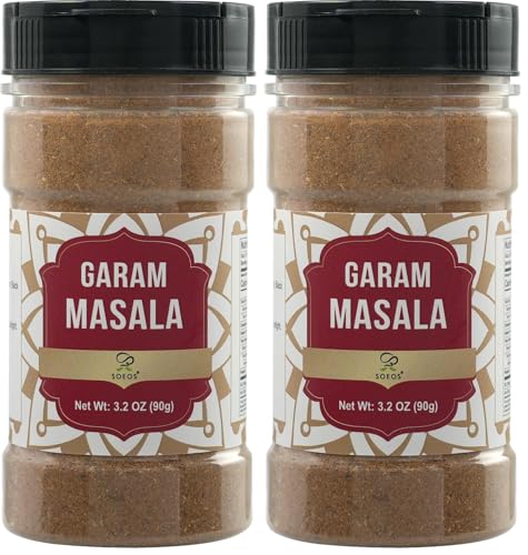 Soeos Garam Masala, 3.2 oz (90g), Garam Masala Spice Powder, All Natural, Vegan, No Colors, Kosher, Indian 8-Spice Blend, Masala Seasoning (Pack of 2)