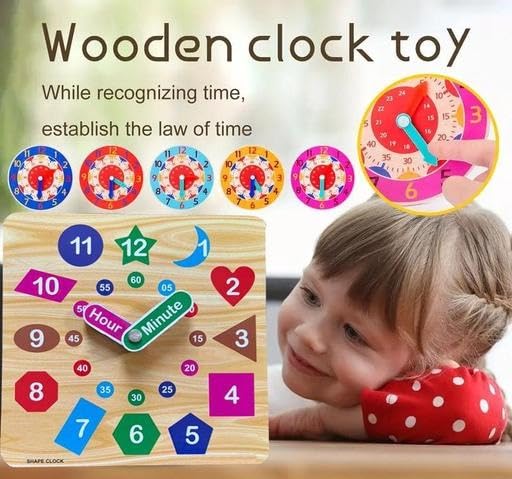 PopPlop Learning Time Teaching Clock Board with Hour & Minute Wooden Watch Toy for Kids - Image 4 thumbnail