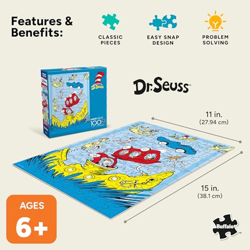 Puzzle de 100 piezas Dr. Seuss de Buffalo Games para niños de 6+ años, terminado 15 x 11 pulgadas, incluye póster miniatura 5