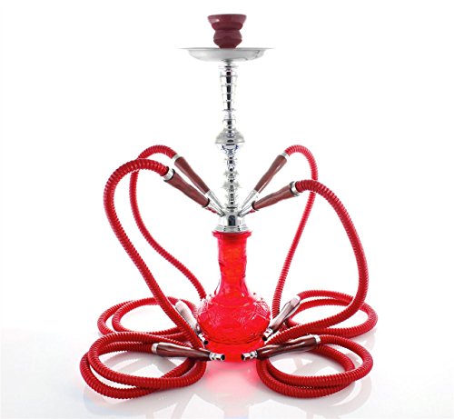 Global Material Noche árabe - Rojo Shisha Hookah 54 cm 4 Manguera Cachimba...