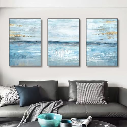 Cuadro Abstracto Azul Claro 50x70cm Decoracion Salon Dormitorio Moderno