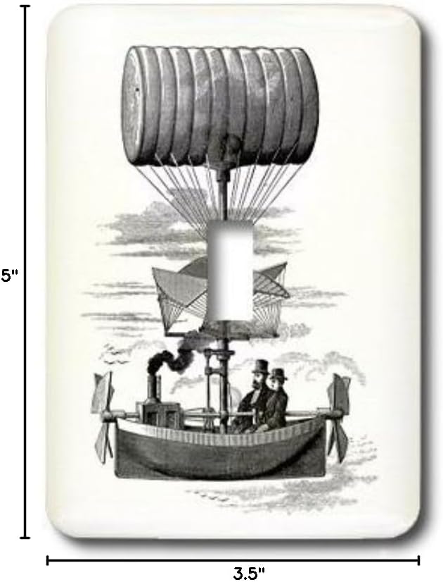 3dRose lsp_80332_1 Air Ship Drawing Steampunk Style Single Toggle Switch