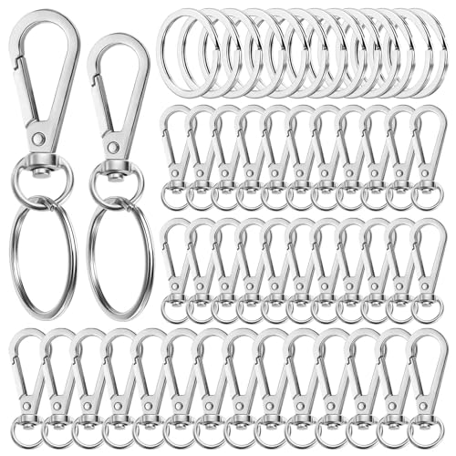 100PCS Swivel Clasps Lanyard Snap Hooks with Key Rings, Swivel Snap Hooks, Keychain Hook, 50 Pcs Large and Small Swivel Hooks, Swivel Clasp with 50 Key Rings for DIY Crafts, Lanyard Making, Pet Collar