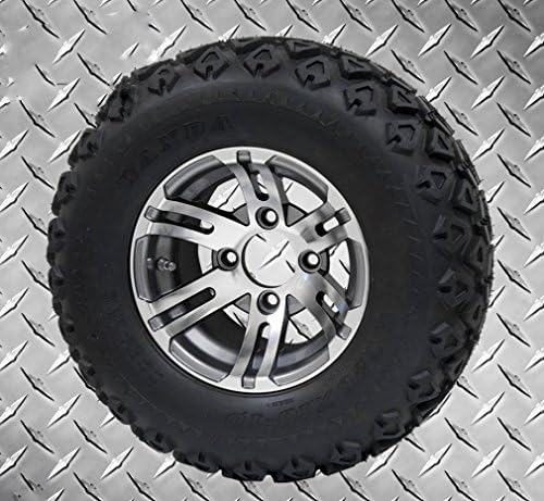 GOLF CART 10"X 7" GUNMETAL BULLDOG WHEELS & 20" ALL TERRAIN TIRES- SET OF 4