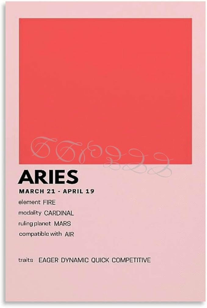 A Minimalist Poster of The Zodiac Signs Aries Canvas Painting Posters And Prints Wall Art for Living Room Bedroom Decor 08x12inch(20x30cm) Unframe-style