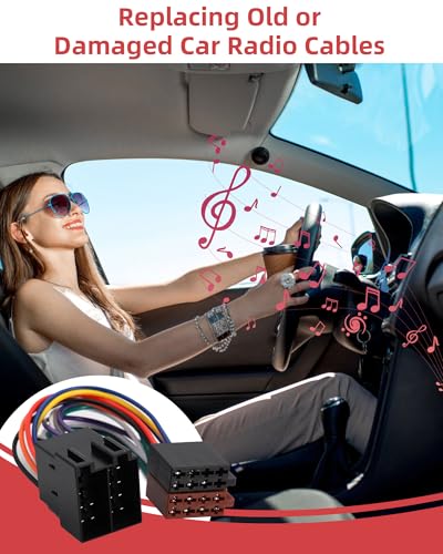 RUIZHI Autoradio Radioadapter Set, Universal Stecker Radio-Adapter, Antennenadapter DIN ISO Klemme 15 + 30 steckbar Verlängerung Radio Adapter Stecker, ISO Adapter Auto
