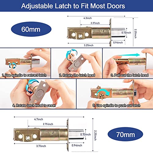 Keyless Entry Door Lock With Keypad Deadbolt, Double Sided Mechanical Keypad Latch Door Lock With Handle, Combination Lock With Keypad Door Knob For Outdoor Gates Fences Windows, Passage Mode, Silver #TOP6