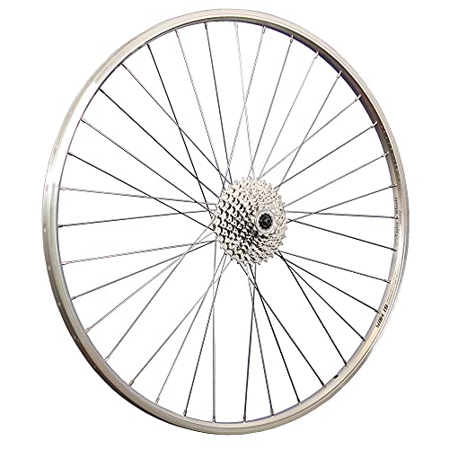 28 Zoll Hinterrad Alu Hohlkammerfelge Shimano Cues Disc Nabe mit 9 Fach Kassette Silber