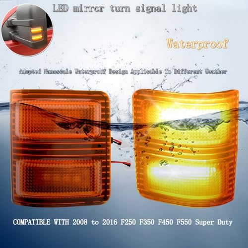 HAHLOMEI Amber LED Tow Mirror Marker Lights Turn Signal Blinker Pair by HAHLOMEI - Used condition - Image 2
