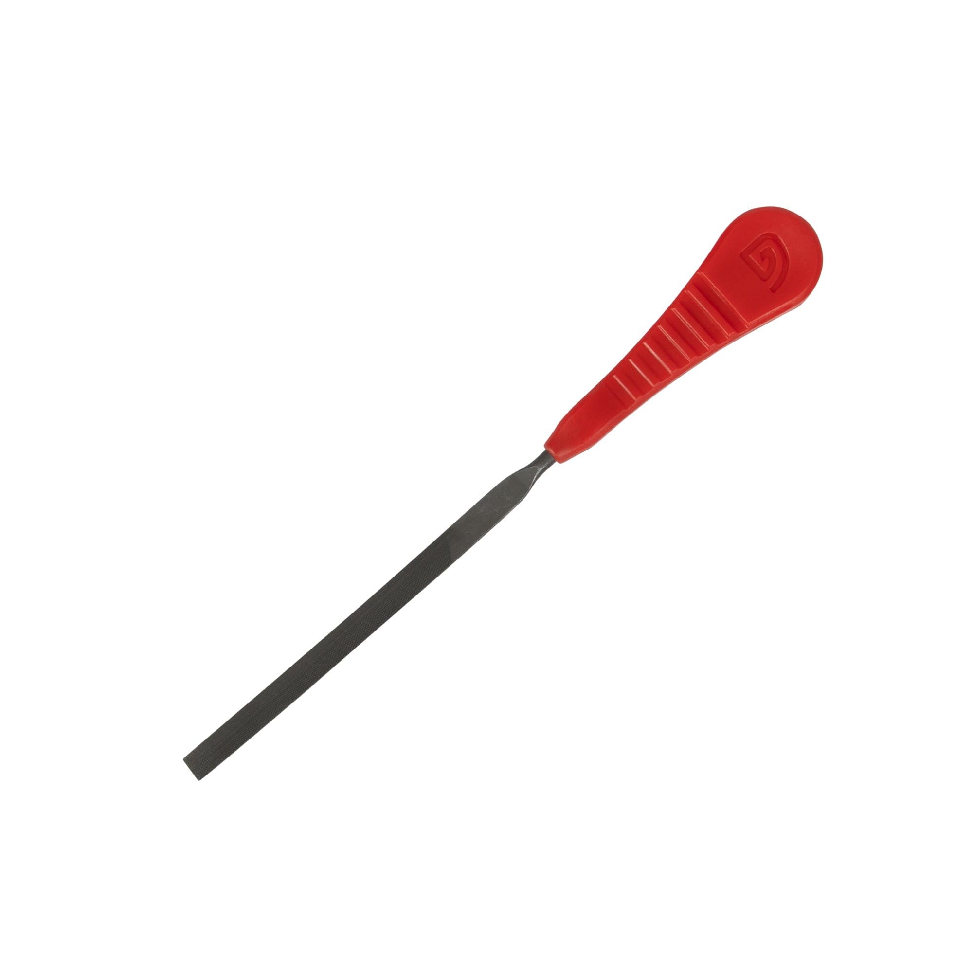 Trakker Hook Sharpening File | Carp Fishing Hook File | Swiss Style Pillar File | for the Sharpest Hook Points | Moulded Handle Grip | Red Colour | Code 228815