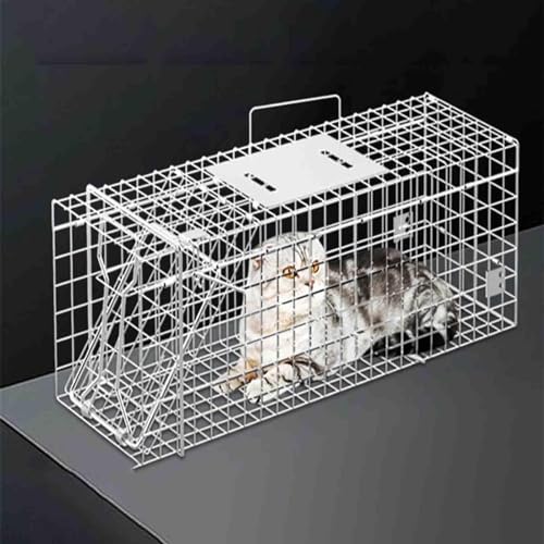 Las trampas para gatos monteses, trampas para animales pequeños y trampas para gatos callejeros se pueden plegar y utilizar en granjas, jardines y huertos familiares (79 * 30 * 32 cm) (66 * 24 * 26 c