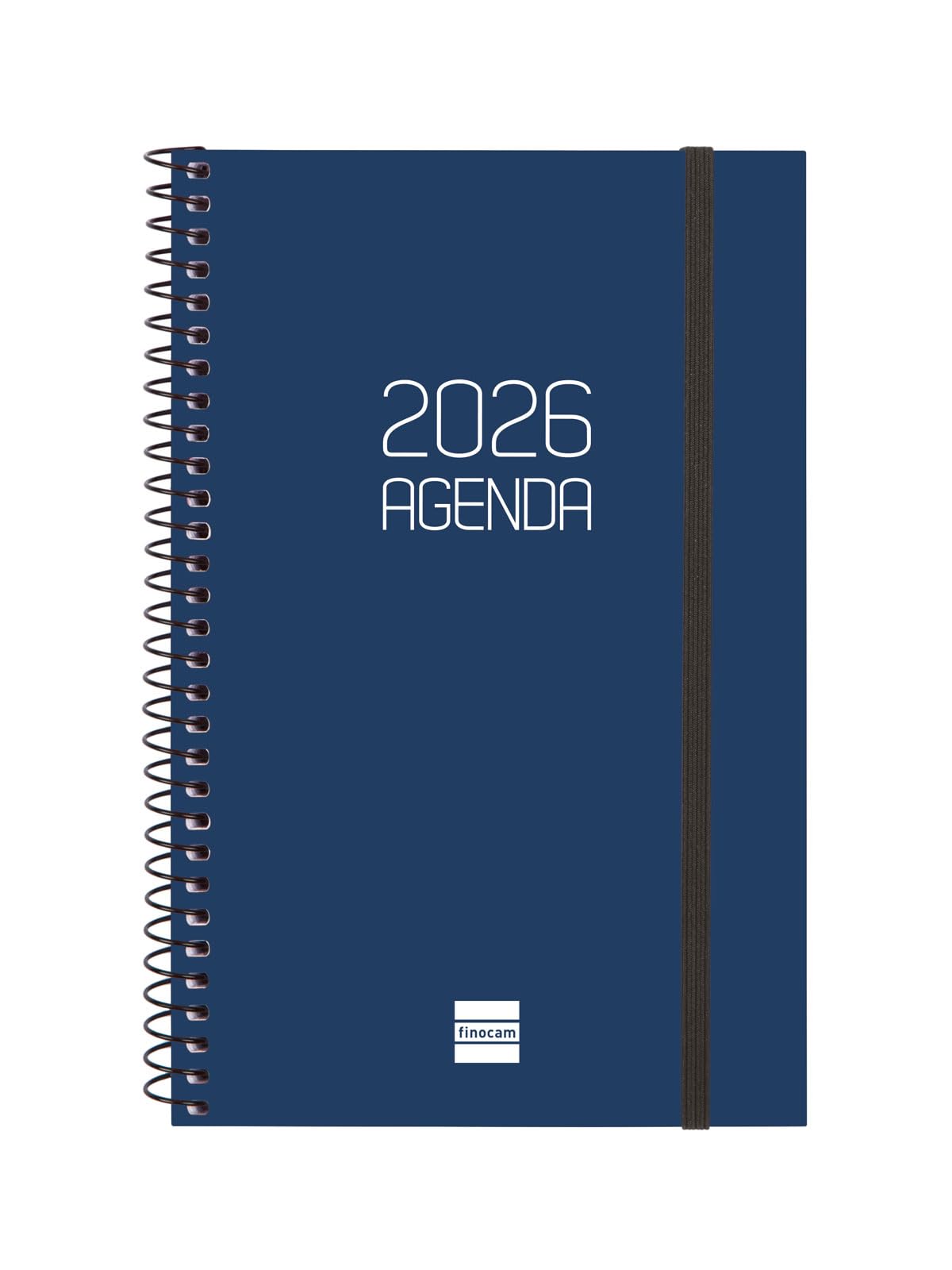 Finocam Spiral Diary 2026 Week on 2 Pages Horizontal Layout | January - December | 2026 Year Diary with Elastic | Opaque Spiral Polypropylene Cover – Blue – French