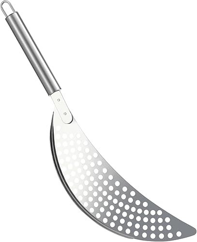 Colador de pasta con asa, colador de olla de acero inoxidable, coladores duraderos plateados para fideos para freír espagueti, frutas, verduras,