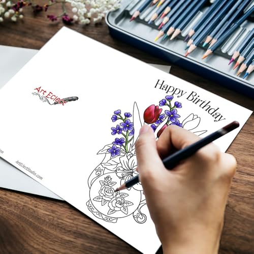 Image of Art Eclect Coloring Birthday Cards for Adults - With Envelopes