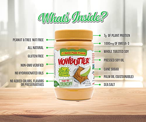 WOWBUTTER - Crunchy Soy Spread - Peanut Free, Tree Nut Free - Vegan Plant Protein - Gluten Free - Non-GMO - 1.1lb (Pack of 6) - Thumbnail 3