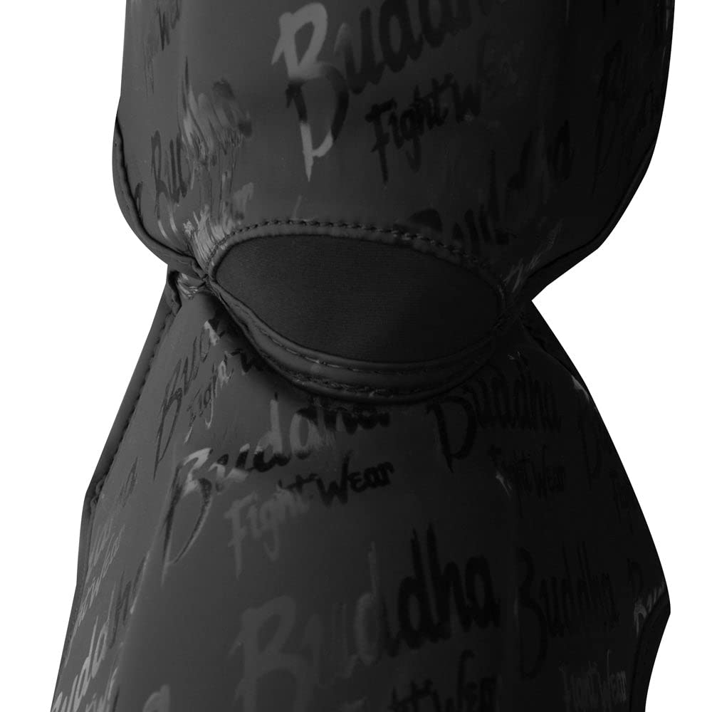 BUDDHA FIGHT WEAR – Episches Modell der Schienbeinschoner für Muay Thai, MMA und Kickboxen – Hergestellt aus Kunstleder der neuesten Generation –Widerstandsfähigere & verstärkte Nähte